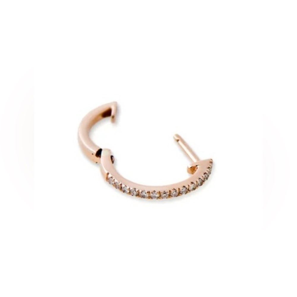 Jacquie Aiche Fine Jewelry Pave Diamond Mini Hoop Earring $530 Rose Gold single - Picture 4 of 14